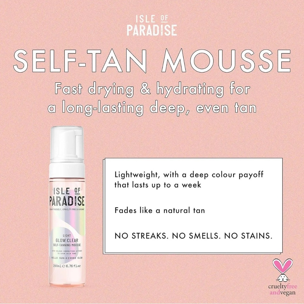 Isle of Paradise Glow Clear Self-Tanning Mousse - Dark Full Size NWOB - Picture 9 of 10